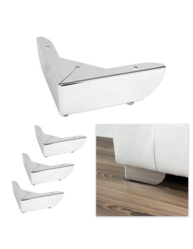 GROSSETO | SET 4 Piedi e 16 viti | Cromo Lucido | H.5cm / 15X15 cm | Piedini per divani-poltrone |