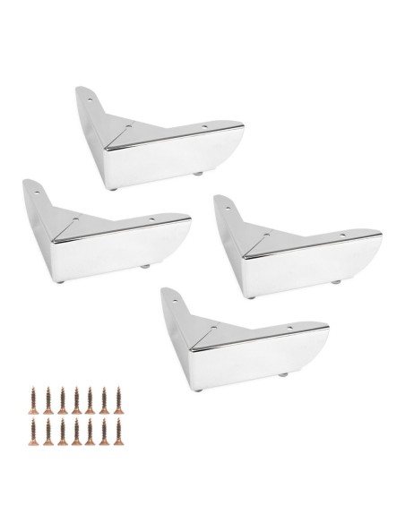 GROSSETO | SET 4 Piedi e 16 viti | Cromo Lucido | H.5cm / 15X15 cm | Piedini per divani-poltrone |