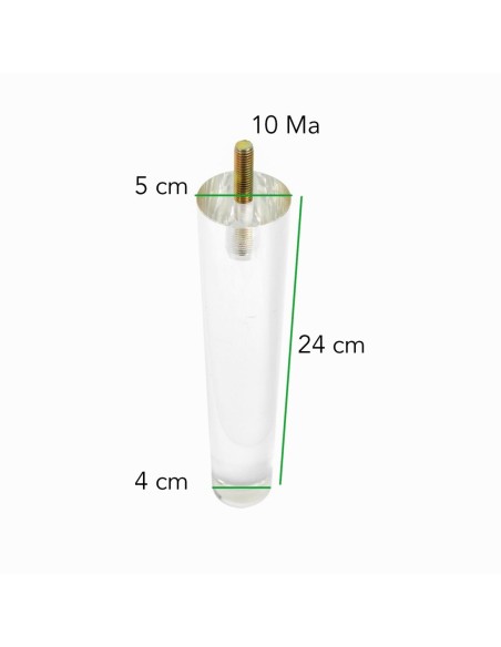 ELSA | SET 2 Transparent Plastic Legs with 4 Screws | H.24 cm| Floating Bed and Sofa Effect