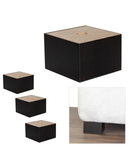 VOYAGE WENGHE’ | SET 4 Piedi in legno | Altezza 4 cm | Piedini per divani, poltrone e mobili