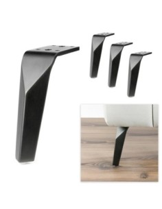 ROBIN | SET 4 Piedi e 16 viti | Nero Opaco Spazzolato | H.15 cm | Piedini per divani-poltrone |