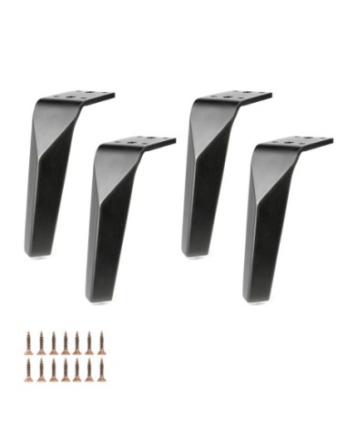 ROBIN | SET 4 Piedi e 16 viti | Nero Opaco Spazzolato | H.15 cm | Piedini per divani-poltrone |