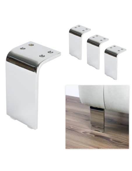 NAPOLI X | Set of 4 Legs and 16 Screws | Chrome Finish | H.15 cm | Legs for Sofas and Armchairs
