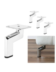 HIROSHI | SET of 4 Feet and 16 screws | Polished Chrome | H. 12 | Sofa feet for sofas and armchairs |