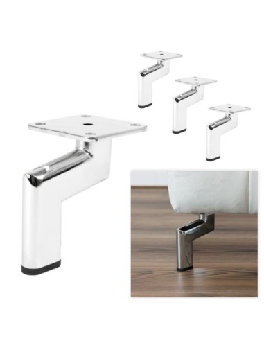 HIROSHI | SET da 4 Piedi e 16 viti | Cromo Lucido | H. 12 | Piedini per divani e poltrone |