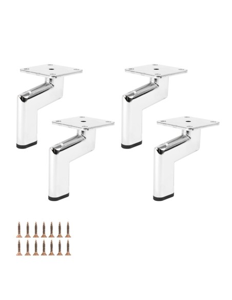 HIROSHI | SET da 4 Piedi e 16 viti | Cromo Lucido | H. 12 | Piedini per divani e poltrone |