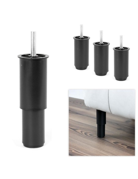 TELESCOPIC H.11-15 | SET of 4 Legs | Black | Pre-Fitted 10MA Threaded Stud