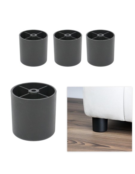PIEPLA 6 | SET of 4 Plastic Legs | Black | H.6 cm