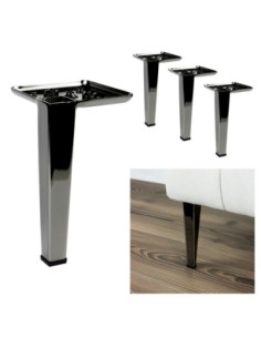 ROMINA | Set of 4 Legs and 16 Screws | Black Nickel Finish | H.17 cm | Legs for Sofas and Armchairs