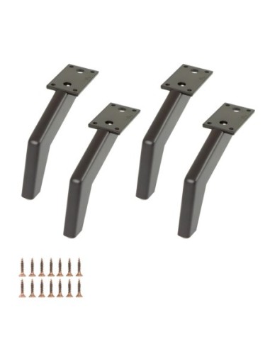 CASABLANCA | Set of 4 Legs and 16 Screws | Matt Brown Finish | H.13 cm | Legs for Sofas and Armchairs