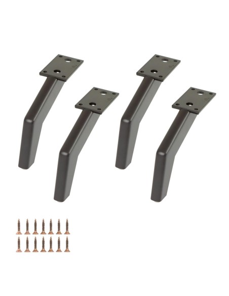 CASABLANCA | Set of 4 Legs and 16 Screws | Matt Brown Finish | H.13 cm | Legs for Sofas and Armchairs