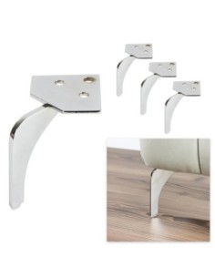 FOSTER | SET da 4 Piedi e 16 viti | Cromo Lucido | H. 14 | Piedini per divani e poltrone |