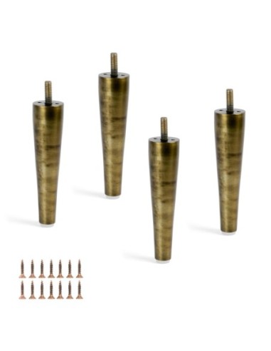 KENT STILETTO | Set of 4 Legs and 16 Screws | Aged Bronze Finish | H.16 cm | Legs for Sofas and Armchairs