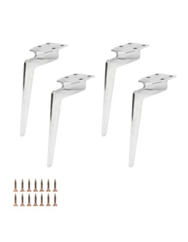 MANTOVA| Set of 4 Legs and 16 Screws | Chrome Finish | H.21 cm | Legs for Sofas and Armchairs