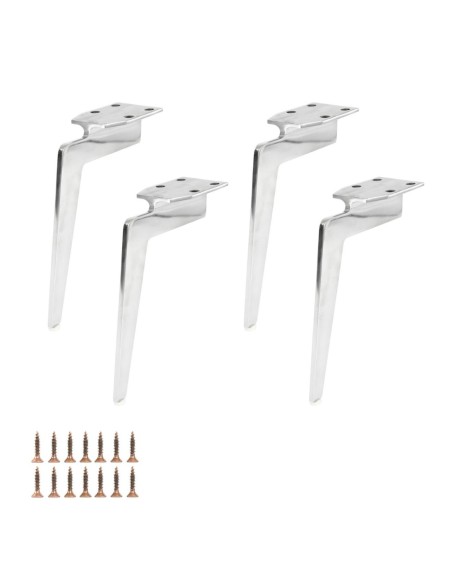 MANTOVA| Set of 4 Legs and 16 Screws | Chrome Finish | H.21 cm | Legs for Sofas and Armchairs