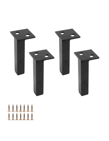 NEW TESSA | SET da 4 Piedi e 16 viti | Nero Opaco | H.15 | Piedini per divani-poltrone |