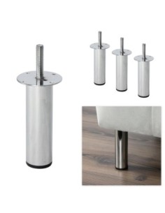 TELESCOPIC H. 12–18 cm | Set of 4 Legs | Chrome Finish | Pre-Fitted M10 Threaded Stud