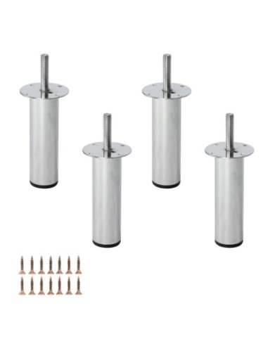 TELESCOPIC H. 12–18 cm | Set of 4 Legs | Chrome Finish | Pre-Fitted M10 Threaded Stud