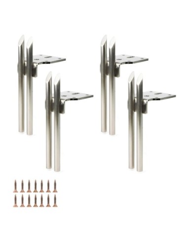 ARROW | SET 4 Piedi e 16 viti | Nickel Satinato | H.15 cm | Piedini per divani-poltrone |