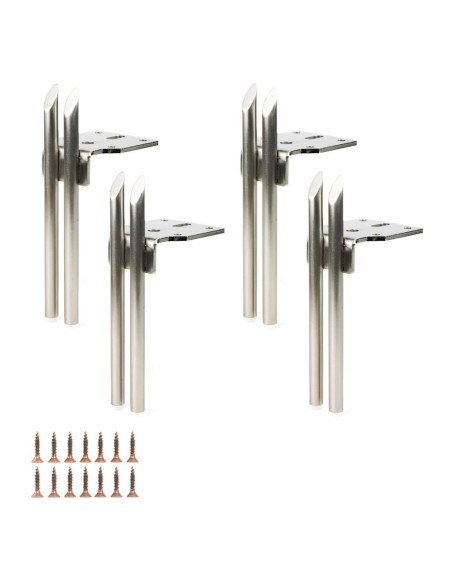 ARROW | SET 4 Piedi e 16 viti | Nickel Satinato | H.15 cm | Piedini per divani-poltrone |