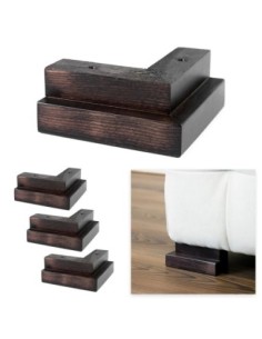 GENIUS | SET 4 Piedi in Legno | Colore Wenghè | Altezza 5 cm | Gambe in Legno per divani e mobili