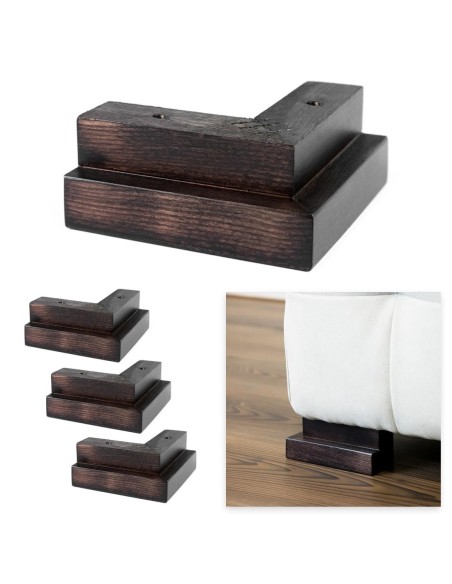 GENIUS | SET 4 Piedi in Legno | Colore Wenghè | Altezza 5 cm | Gambe in Legno per divani e mobili