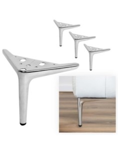 PAKO | SET da 4 Piedi e 16 viti | Cromo Lucido | H. 15 | Piedini per divani e poltrone |
