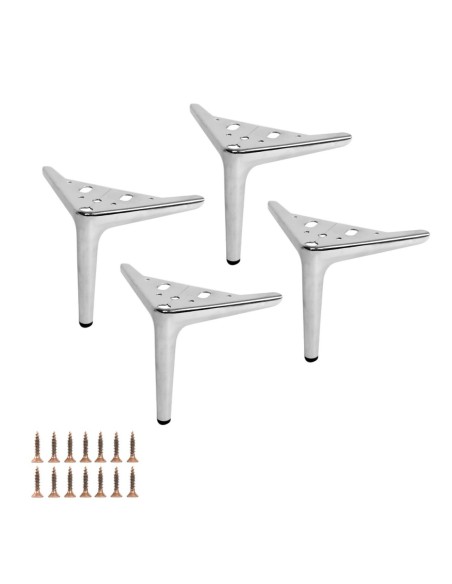 PAKO | SET da 4 Piedi e 16 viti | Cromo Lucido | H. 15 | Piedini per divani e poltrone |