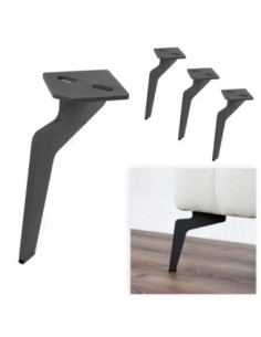 ISLA | Set of 4 Legs and 16 Screws | Anthracite Finish | H.17 cm | Legs for Sofas and Armchairs