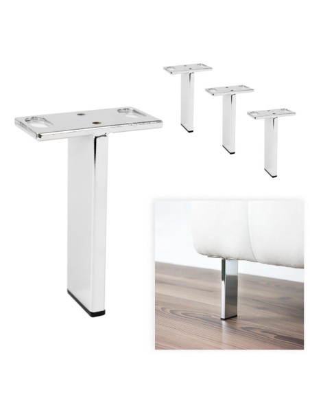 RAINBOW | Set of 4 Legs and 16 Screws | Chrome Finish | H.12 cm | Legs for Sofas and Armchairs