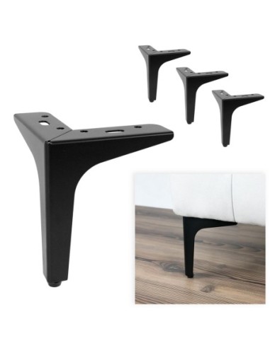 SIENA 15 | SET da 4 Piedi e 16 viti | Nero Opaco | H.15 cm | Piedini per divani-poltrone |