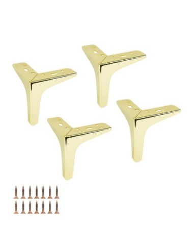 SIENA 13 | SET da 4 Piedi e 16 viti | Oro Lucido | H.13 cm | Piedini per divani-poltrone |