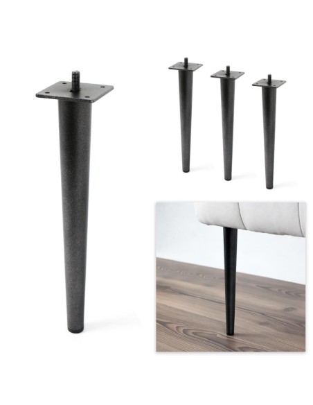 SIMPSON BRILLANTE | SET da 4 Piedi | Nero Brillante | H. 25 | Viti Innestate (8 MA) | Piedini per letto e poltrone |