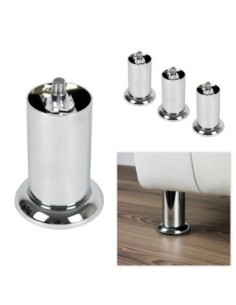 RIMINI | Set of 4 Legs and 16 Screws | Chrome Finish | H.10 cm | Legs for Sofas and Armchairs