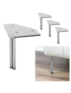TWINNY DOPPIO | SET da 4 Piedi e 16 viti | Cromo Lucido | H. 14 | Piedini per divani e poltrone |