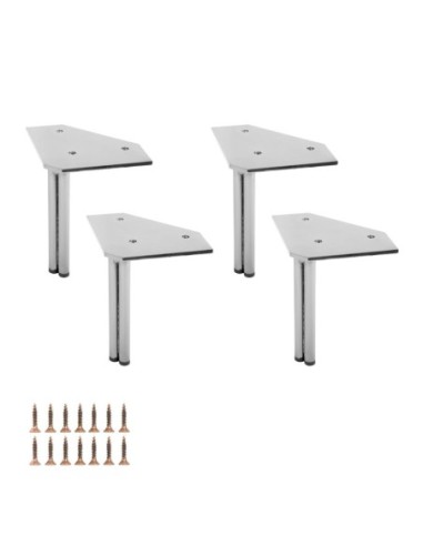 TWINNY DOPPIO | SET da 4 Piedi e 16 viti | Cromo Lucido | H. 14 | Piedini per divani e poltrone |