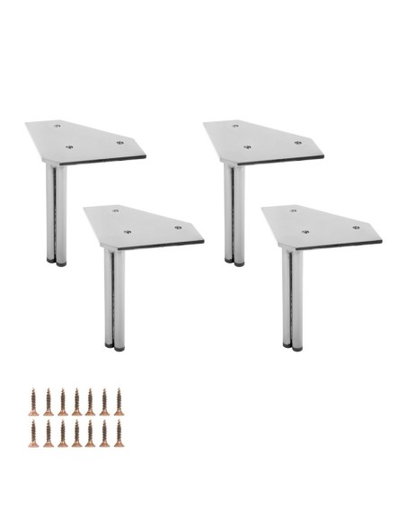 TWINNY DOPPIO | SET da 4 Piedi e 16 viti | Cromo Lucido | H. 14 | Piedini per divani e poltrone |