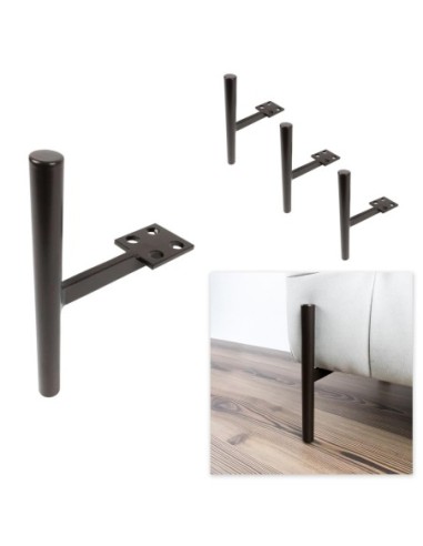 HELSINKI | Set of 4 Legs and 16 Screws | 8019 Finish | H.12,8+10 cm | Legs for Sofas