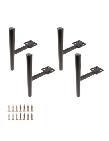 HELSINKI | SET 4 Piedi e 16 viti | Colore 8019 | H.12,8+10 cm | Piedini per divani |