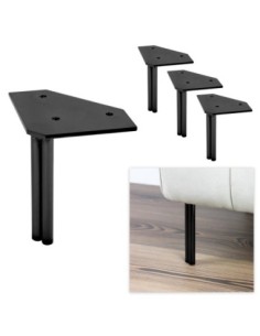DOUBLE TWINNY | Set of 4 Legs and 16 Screws | Black Finish | H.14 cm | Legs for Sofas and Armchairs