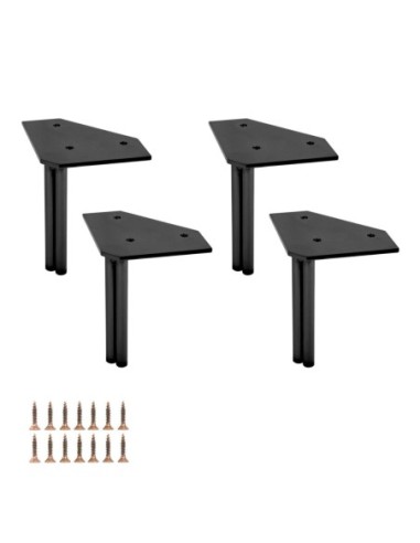DOUBLE TWINNY | Set of 4 Legs and 16 Screws | Black Finish | H.14 cm | Legs for Sofas and Armchairs