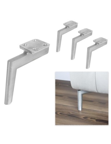 MAGIC | SET da 4 Piedi e 16 viti | Alluminio Satinato | H.14 | Piedini per divani e poltrone |