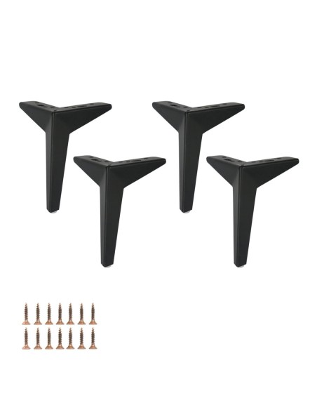 STARDUST | Set of 4 Legs and 16 Screws | Matt Black Finish | H.18 cm | Legs for Sofas and Armchairs