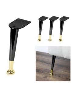 LILLI | SET da 4 Piedi e 16 viti | Nero e Oro | H. 20 | Piedini per divani e poltrone |