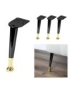LILLI | SET da 4 Piedi e 16 viti | Nero e Oro | H. 20 | Piedini per divani e poltrone |