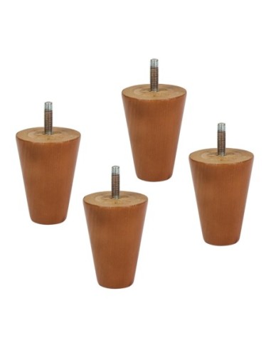 938 CHERRY | SET of 4 Wooden Legs + Pre-Fitted 10MA Threaded Stud | Height: 8 cm | Sofas and Furniture Wooden Legs