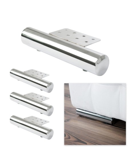 PISTOIA | Set of 4 Legs and 16 Screws | Chrome Finish | D.40 / L.220 cm | Legs for Sofas and Armchairs