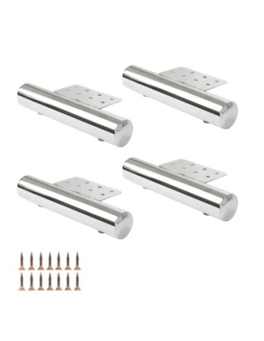 PISTOIA | Set of 4 Legs and 16 Screws | Chrome Finish | D.40 / L.220 cm | Legs for Sofas and Armchairs