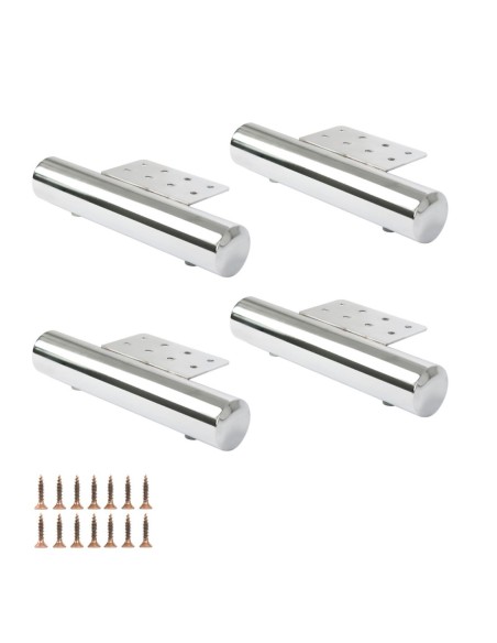 PISTOIA | Set of 4 Legs and 16 Screws | Chrome Finish | D.40 / L.220 cm | Legs for Sofas and Armchairs