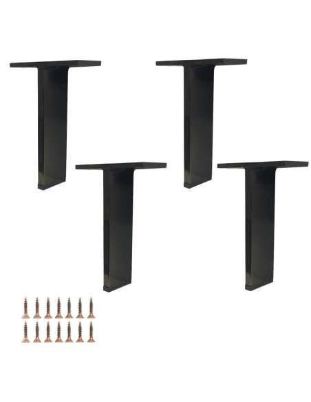 COLD ICE | SET da 4 Piedi e 16 viti | Nickel Nero | H. 14 | Piedini per divani e mobili |